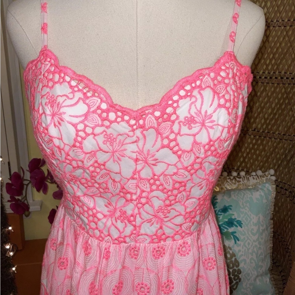 Lilly Pulitzer NWT Kyla Maxi Dress Lilly’s Coral Garden Eyelet Size 12,14 - Picture 3 of 16